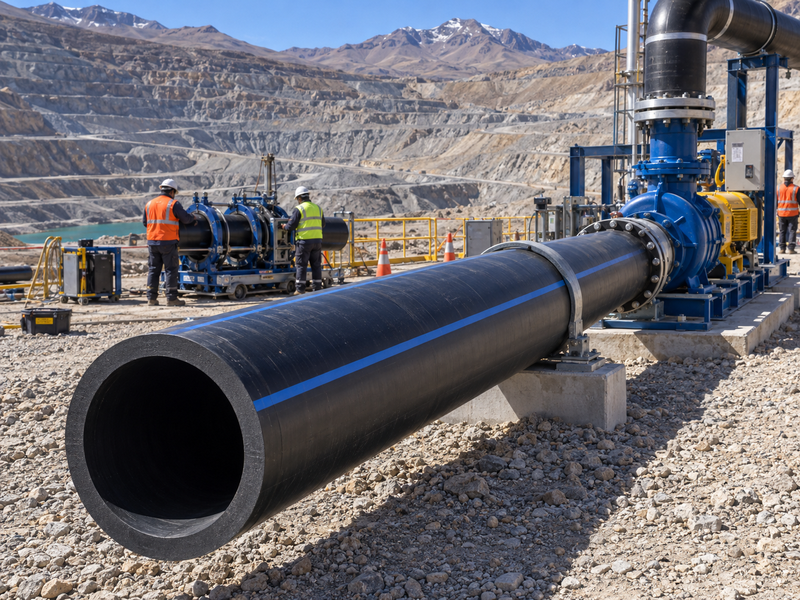 Tubería HDPE PE100 de 710 mm SDR9 para desagüe minero